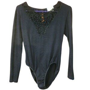 Victoria Secret Black Body Suit Vintage Gold Label 90s Y2k Medium